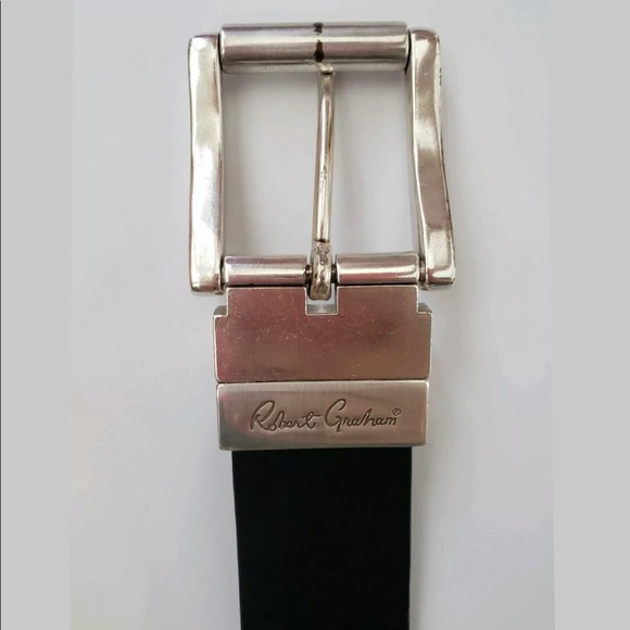 Robert Graham Black Silver Paisley Reversible Belt - Picture 3 of 8